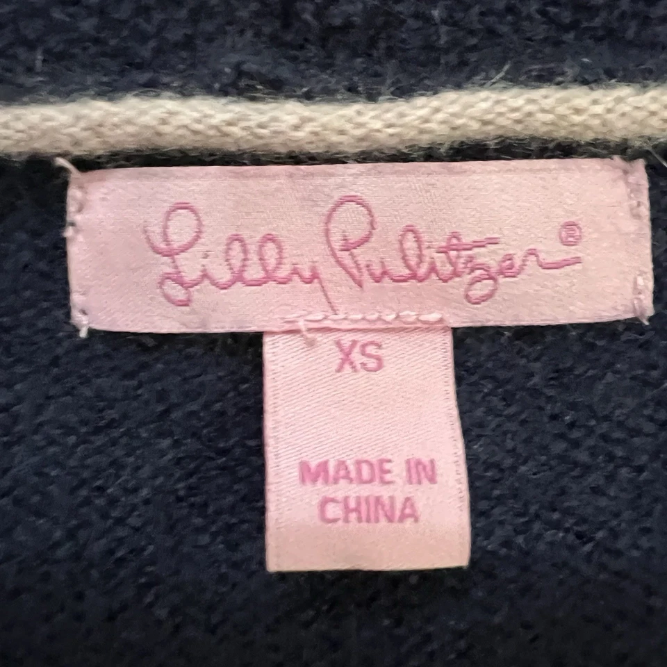 Cárdigan Cashmere Lilly Pulitzer Frente Abierto Azul Marino, Talla XS Foto 3 de 4