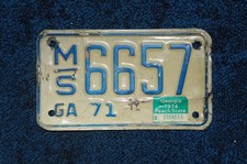 1974 Georgia MOTORCYCLE License Plate