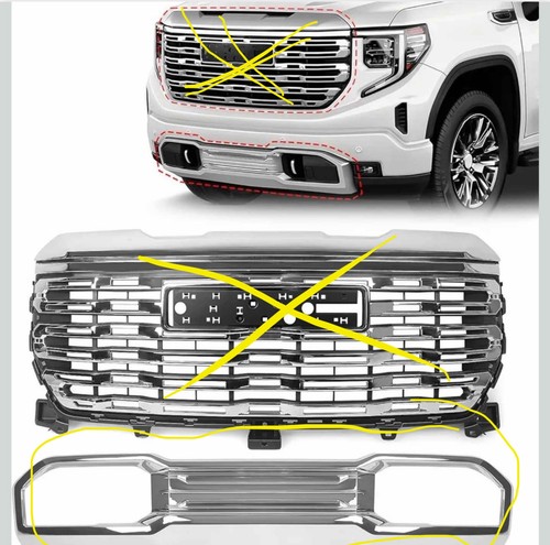 For GMC Sierra 1500 2022-2024 Front Bumper Lower Skid Plate Valance Chrome