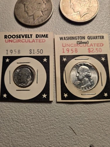 1958 Uncirculated Silver Dime & Quarter Two For One!