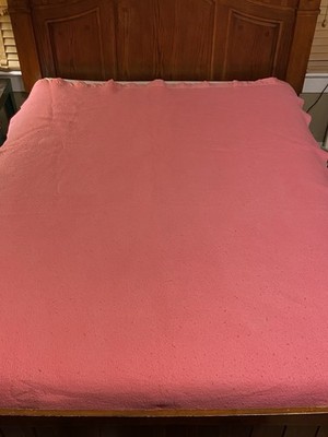 VTG 60s Chatham FIBERWOVEN Blanket Pink 80 X 90  Double Full Sz Bed USA