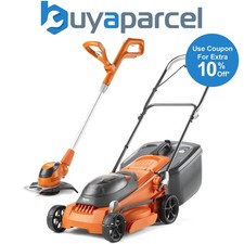 Flymo 36V EasiStore 380R Cordless Lawnmower 38cm Twin 18v & Grass Trimmer Bare