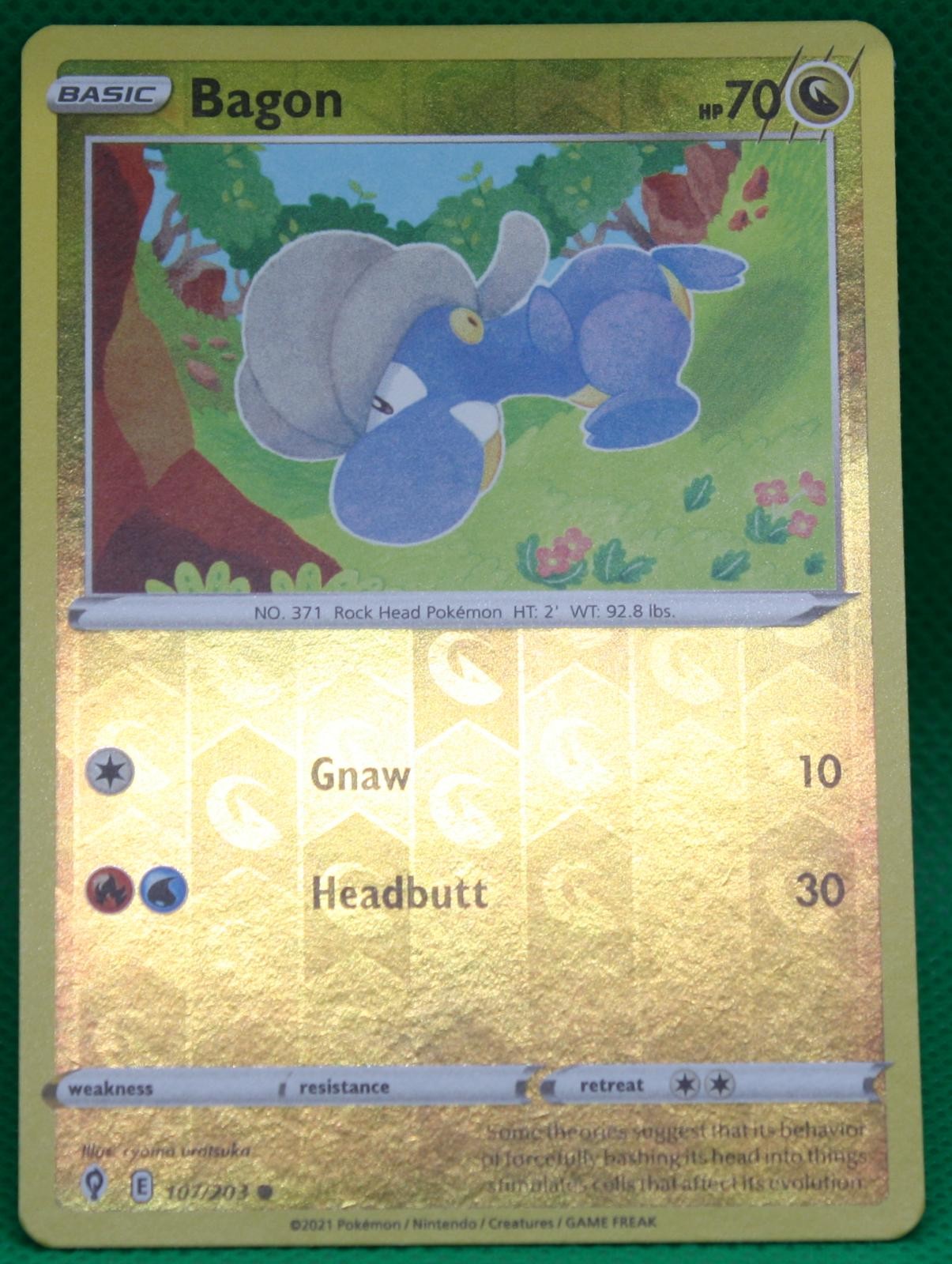 Bagon 107/203 COMMON REVERSE HOLO Evolving Skies Pokemon Near Mint