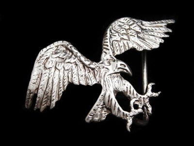 NA09170 VINTAGE 1970s CUT-OUT **BALD EAGLE** CHROME OVER SOLID BRASS BELT BUCKLE