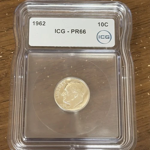 1962 Proof Roosevelt Dime Coin ICG PR66