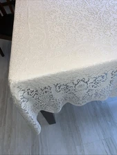Quaker Lace Tablecloth Ivory Vintage Special 92x67” Cottage Core Tearoom no tag