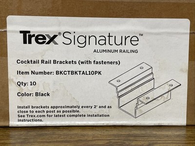 Trex Signature Cocktail Rail Brackets Black BKCTBKTAL10PK New With Screws 