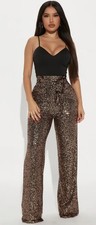 Fashion Nova Dressed To Impress Sequin Jumpsuit - Gold Size XL