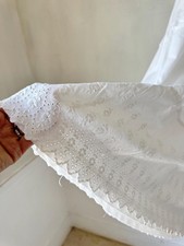 French White Cotton skirt Petticoat Eyelet Hem Antique Clothing Farmhouse Cotta