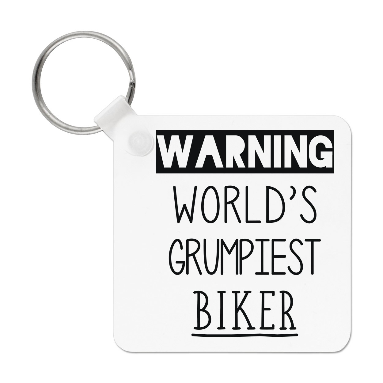 Warning World's Grumpiest Biker Keyring Key Chain Funny Joke Best Motorbike