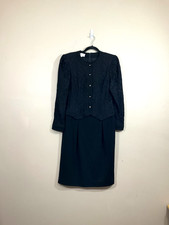 VTG David Warren Womens Lace Long Sleeve Dress 8 Black Goth Modest Witch 80s