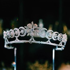 Princess Zircon Crystal Wedding Crowns Headbands Pearls Brides Tiara Headpieces