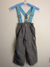 Gerry Snow Pants Kids Grey Winter Pants w Blue Suspenders Ski Sled Sz XS 5/6