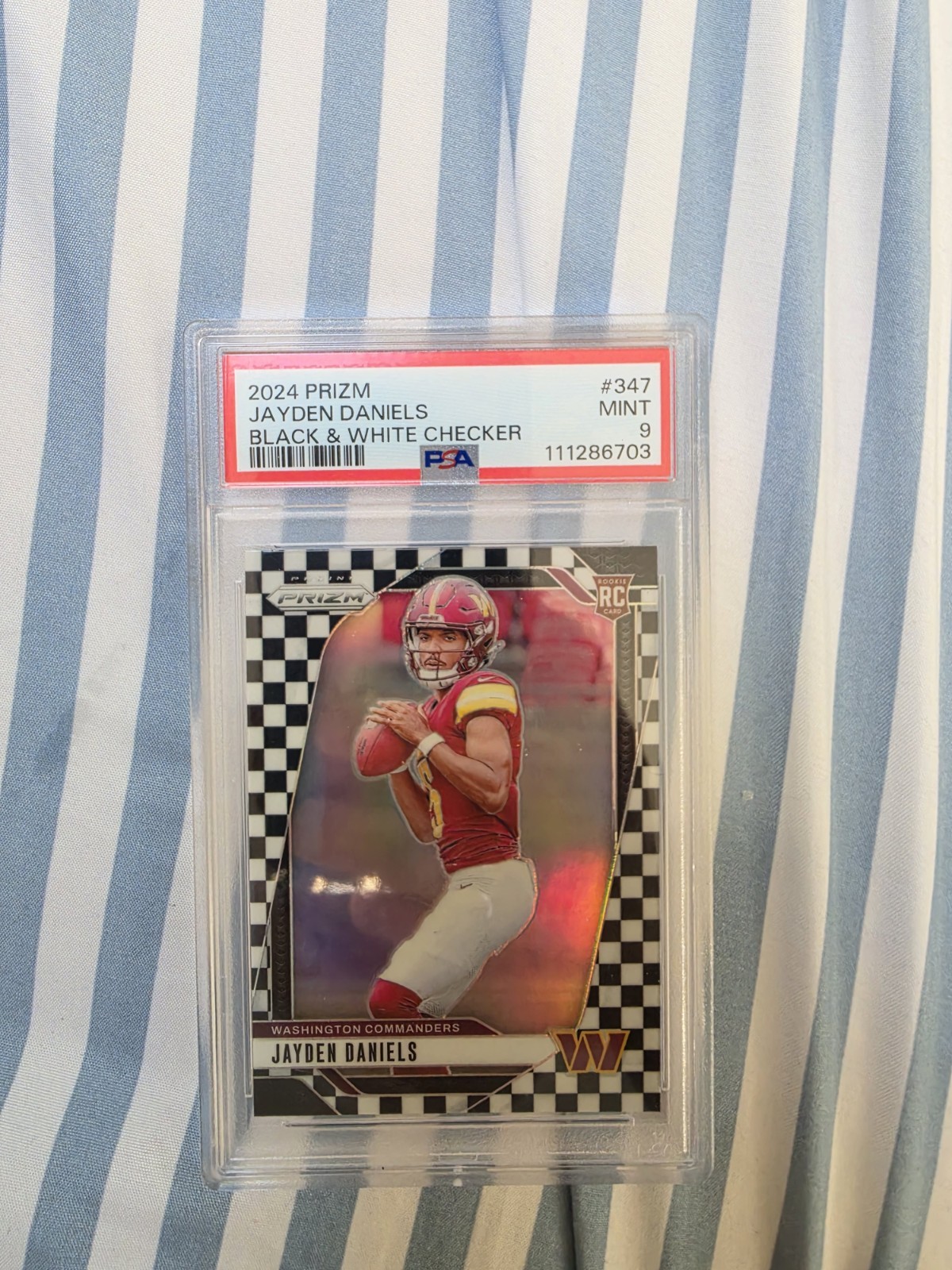 2024 Panini Prizm Jayden Daniels #347 Black and White Checker RC PSA 9