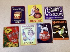 SEVEN VINTAGE REPRODUCTION METAL ADVERTISING SIGNS ( 20cm x 15cm )