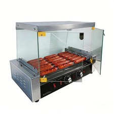 Electric 24 Hot Dog 7 Roller Commercial Grill Cooker Machine Cover 1050W