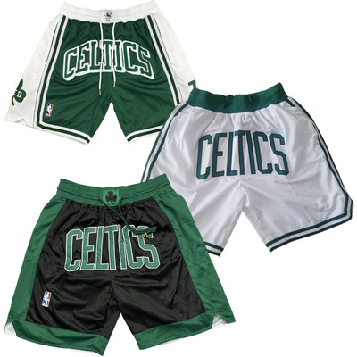 City Edition Basketball Shorts Boston, Retro-Stil, grün, Celtics Stitched Shorts