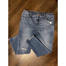 Chico's So Slimming Girlfriend Slim Leg Ankle Jeans Distressed 2 Frayed Hem 12
