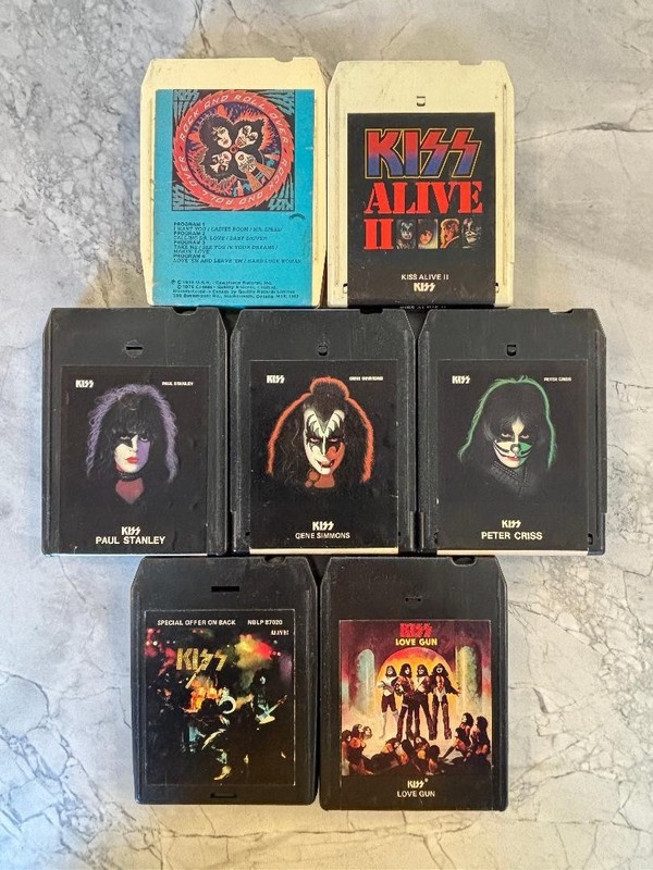KISS - Record CD - 8 Track  x7 - Gene Simmons, Paul Stanley, Peter Criss, Ace F.