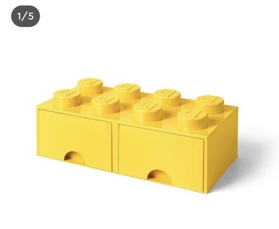 LEGO Storage Brick Yellow 8 Knob Container Organizer Box - See Description