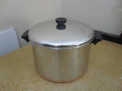 Revere Ware 8 Qt Stock Pot Stainless Copper Clad w Lid Clinton ILL USA