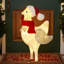 20.8" Light Up Chicken Christmas Decor Outdoor Large Glitter Yard Garden Lawn...