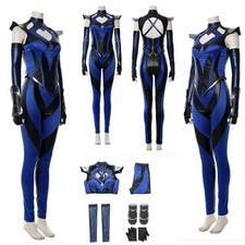 MK11 Kitana Cosplay Costume Outfit Full Set Fancy Dress Jumpsuit Top Pants Women