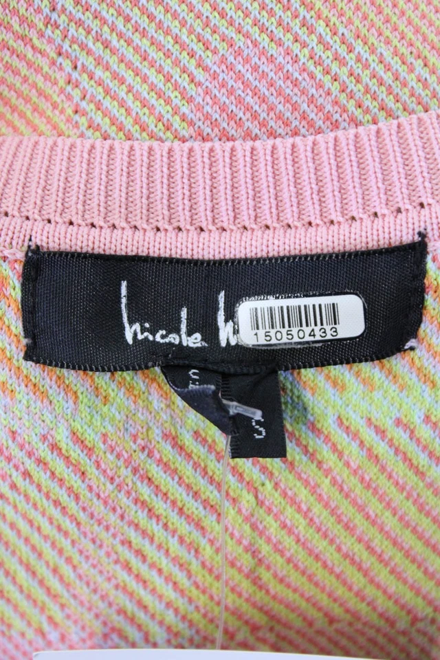 Nicole Miller Womens Sleeveless Crew Neck Knit Wavy Dress Pink Multi Size Small - Image 4 of 4