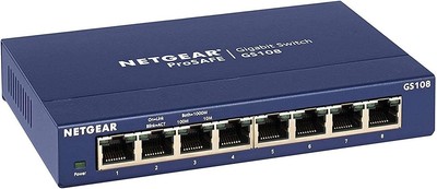 Netgear GS108GE 8-Port Unmanaged Gigabit Copper Switch (Plug and Play, up to