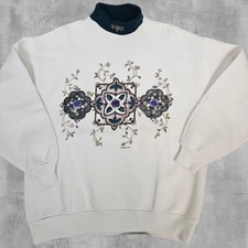 Vintage Gopher Sport Grannycore Turtleneck Sweatshirt Floral Graphic Large B83