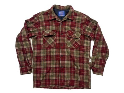 Vintage Pendleton Wool Board Shirt Men M Flap Pockets Loop Collar Plaid (Y)