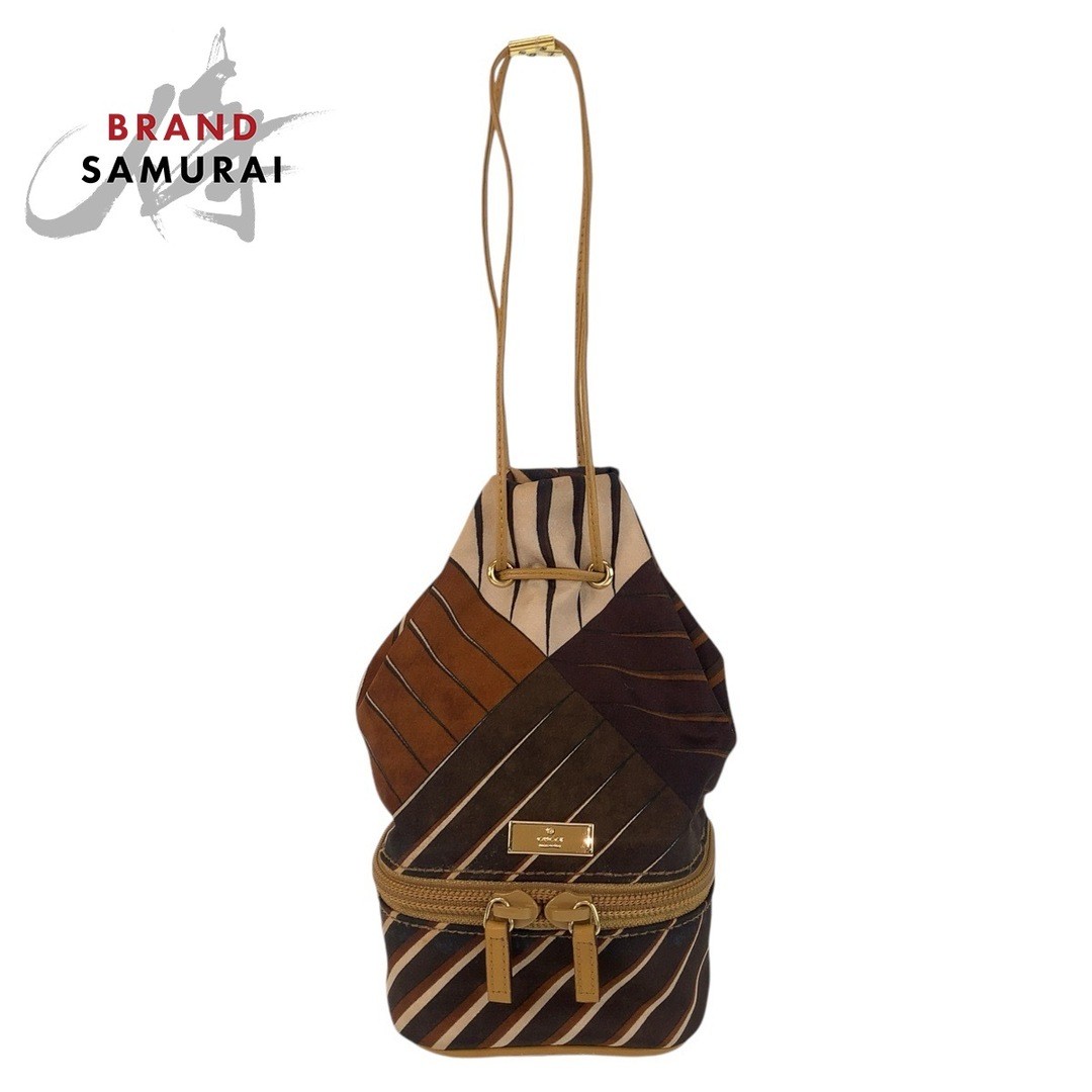 Gucci Brown Nylon Pouch with Gold Hardware 039 9054 Handbag for Women