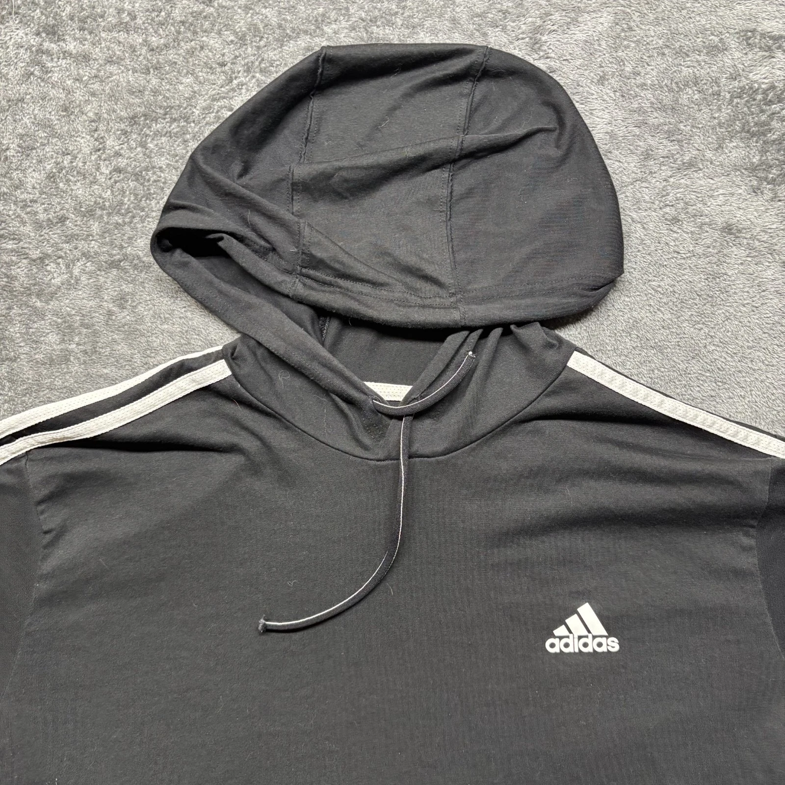 Adidas Shirt Mens Large Black Long Sleeve Primegreen Aeroready Hooded Gym