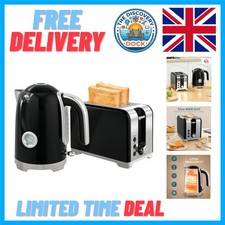 1.7L Rapid Boil Kettle with Black Retro Toaster Set - Stylish Kitchen Upgrade
