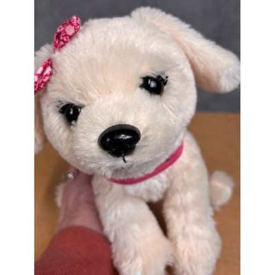 Barbie Just Play Cream Puppy Dog Plush Light Up Pink Collar Bow Mattel Toy