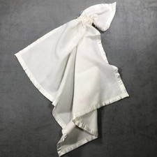 Vintage 70s 80s Satin Trim Baby Blanket White Fleece 29x35 USA Union Made ILGWU