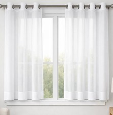 63" inches Long White Sheer Window Grommet Curtain Set 2 Panels