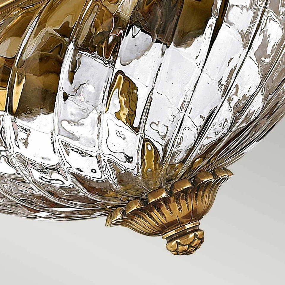Deckenleuchte rund Messing Glas 2x E27 D: 30,5 cm Deckenlampe Wohnzimmer Flur - Bild 2 von 4