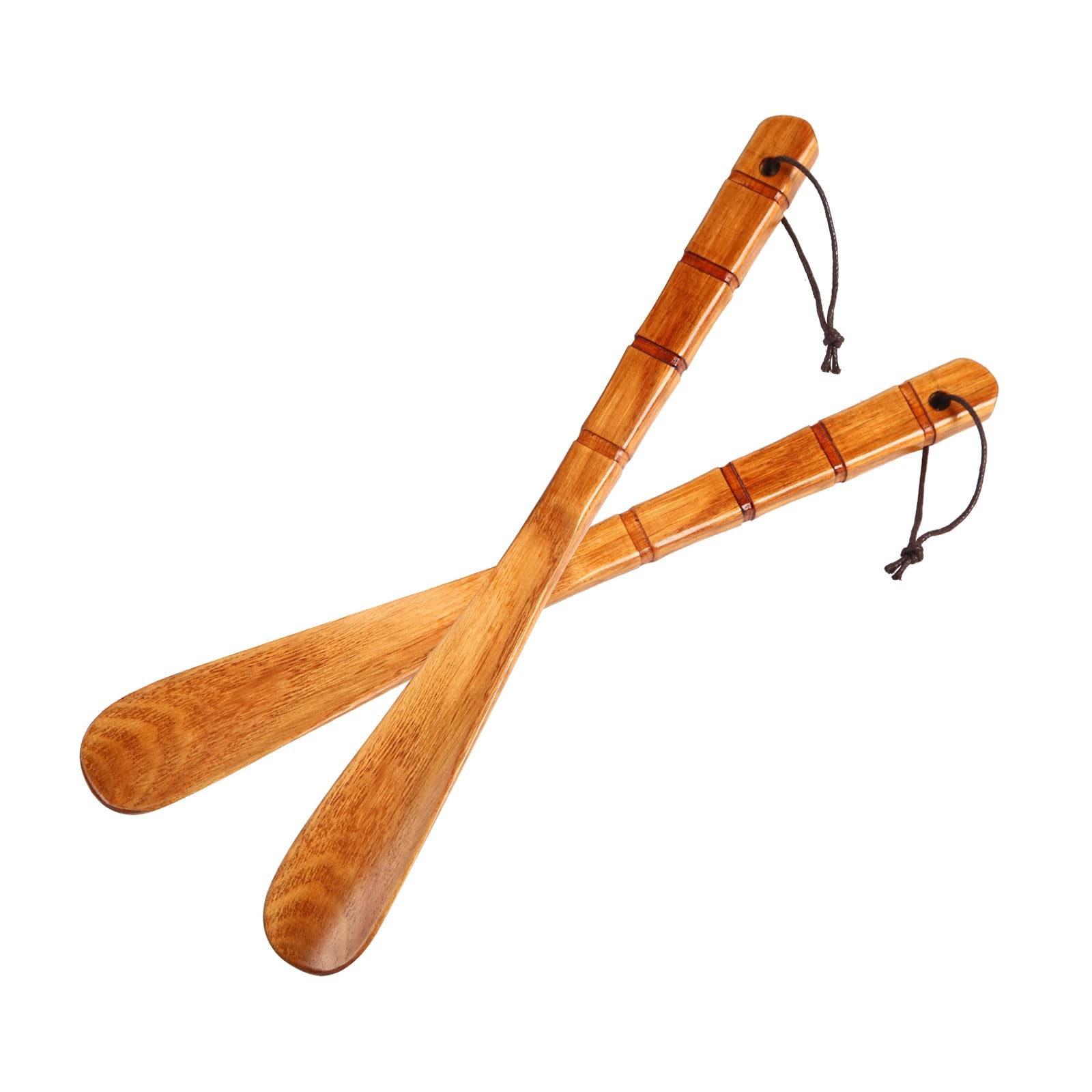 , 2 Pcs Shoehorns Durable, 13" Long Medium, Brown