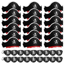 11.5 x 5 inches pirate hat , 3.1 2.4inch eye mask , 36pcs Pirate Hat Sets