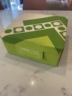VINTAGE PYREX GREEN DOTS & SQUARES SALAD  BOWL NEW IN BOX , FORK & SPOON! SEALED