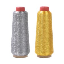 2 Rolls Gold Silver Embroidery Machine Thread Bobbin Metallic Reflective