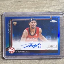 Topps 2025-26 Chrome Asa Newell Rookie Blue Auto /150 Atlanta Hawks