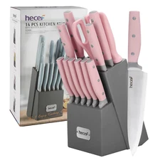 14 Pcs Kitchen Knife Block Set Premium Stainless Steel Sharp Cutlery Knives