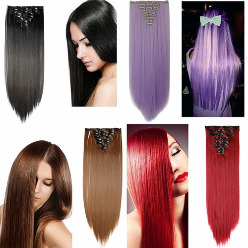 Premium Extra Thick Clip In On As Human Hair Extensions Full Head Double Weft lk - Picture 2 of 45
