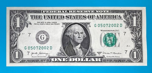 May 7, 2002 / 5 July 2002 : G 05072002 D BIRTHDAY Note $1 One Dollar Bill *UNC* - Picture 2 of 4