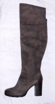 MJUS bottes genouillères zippées cuir daim taupe P 38 TBE - Photo 1/4