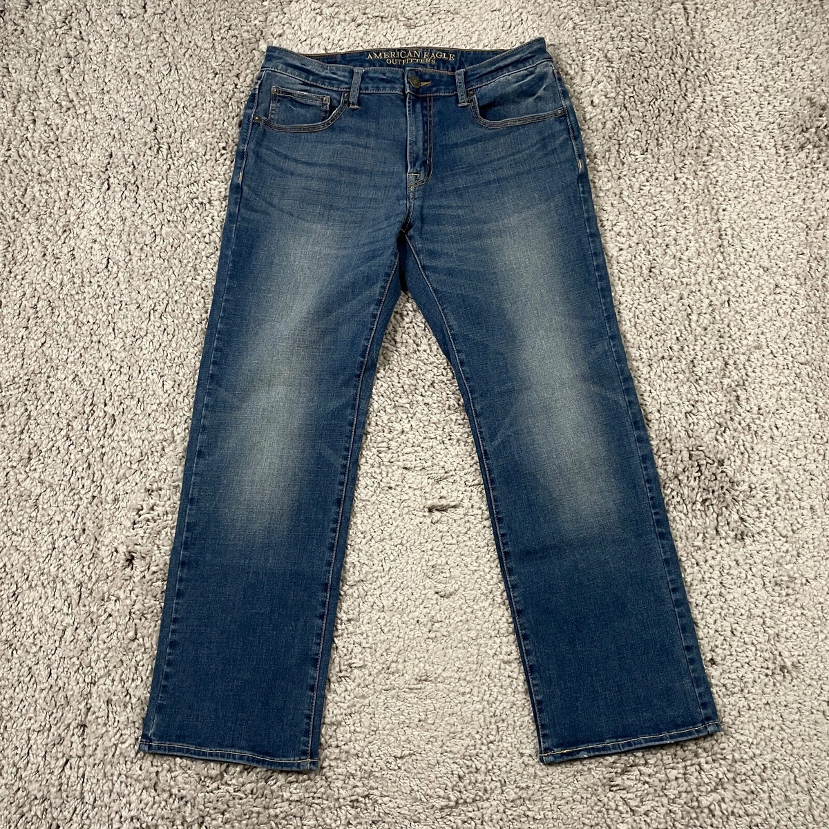 American Eagle Jeans Men Size W34 L30 Medium Wash Blue Original Straight 33x29.5