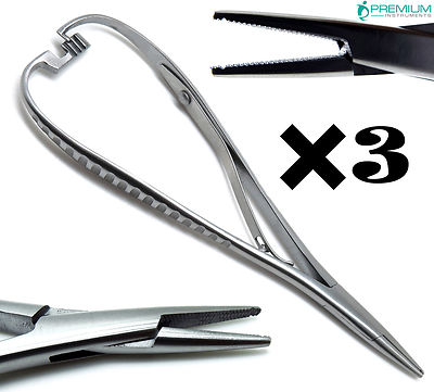 3× Mathieus Needle Holder 14cm Notch Tip Forceps Dental Orthodontics Tools