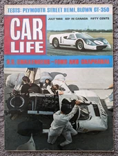 VTG 1966 JULY CAR LIFE MAGAZINE CHAPARRAL FORD CORTINA LOTUS HEMI GT-350 CHEVY +